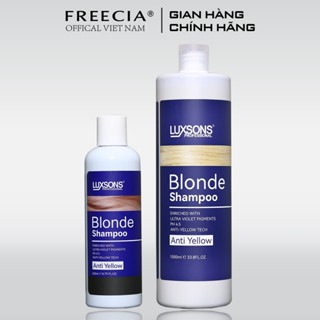 Dầu gội tím khử vàng LUXSONS Anti-Yellow 1000ml  KHỬ ÁNH VÀNG giữ màu cho tóc nhuộm, tóc tẩy bền màu bản salon