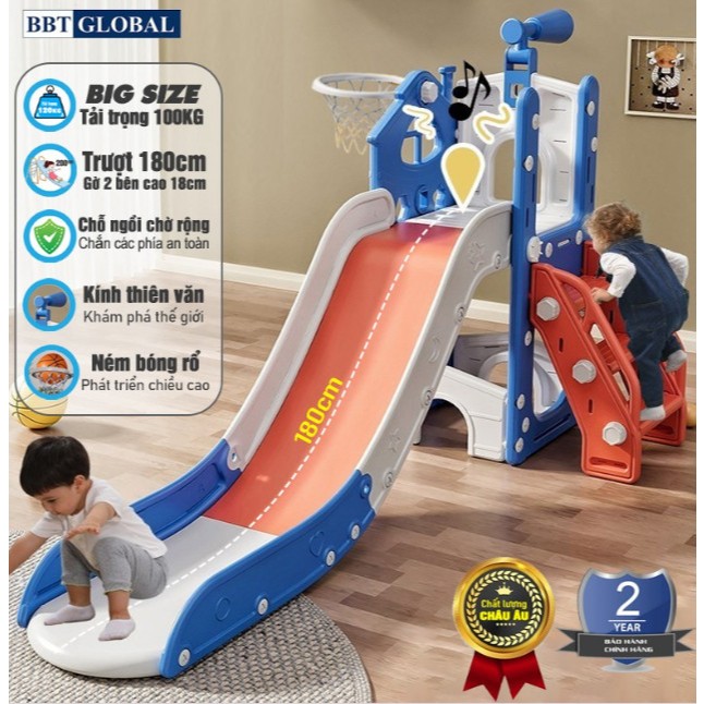 (Tặng phao INTEX 99k)Cầu trượt BBT Global máng dài 2m cỡ lớn tải trọng 120kg BSL410