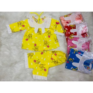 ( 4 Bộ 4 Màu 4 Họa Tiết Khác Nhau) Combo 4  Bộ Lụa Dài Cổ Tròn Bé (6-14kg)