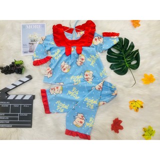( 4 Bộ 4 Màu 4 Họa Tiết Khác Nhau) Combo 4  Bộ Lụa Dài Cổ Tròn Bé (6-14kg)