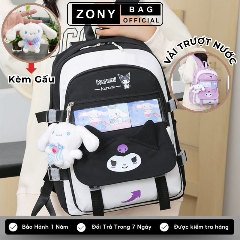 Balo nữ cặp đi học nam nữ cấp 1,cấp 2 vải kèm gấu cặp sách nhiều ngăn đựng laptop chống nước ulzzang