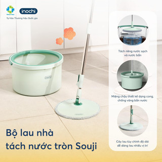 Bộ cây lau nhà tách nước Souji - Inochi -  Có quai xách tiện lợi Inochi (tiêu chuẩn Nhật Bản)