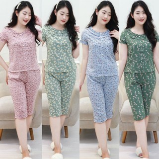 Đồ bộ mặc nhà, bộ quần áo nữ mặc nhà, đồ bộ nữ mẫu lửng vải lụa và kẻ xốp mềm mát siêu xinh