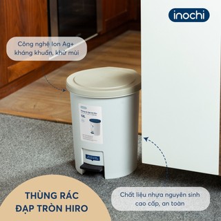 Thùng Rác Nhựa Đạp Chân Inochi Có Nắp Đậy Tròn 12 Lít Làm Sọt Rác Văn Phòng, Đựng Rác Gia Đình