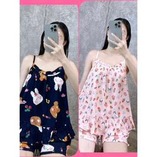 Đồ bộ tole nữ, bộ lanh mặc nhà đùi 2 dây F21 VNXK SHOP5SAO (43-67kg)