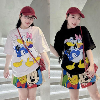 Set bộ tăm lạnh áo thun thụng tay ngắn in hình vịt donald + quần short đùi
