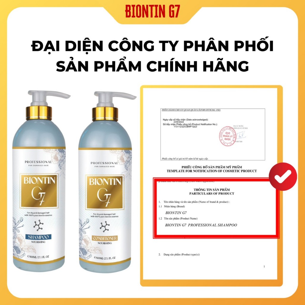 Dầu Gội Xả Biotin G7 800ml Giảm Rụng, Phục Hồi Tóc Khô Xơ Hư Tổn