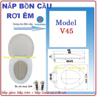 Nắp Bàn Cầu Viglacera V45, nắp hơi rơi êm