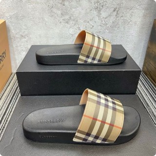 Dép Nam Nữ BBR Quai Cao su Nâu Kẻ Sọc Full Box , Dép Lê Quai Ngang BBR Đế Cao su Đúc Siêu Đẹp Hot  Trend_2024