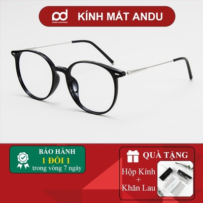 Gọng kính cận thời trang nam nữ ANDU dáng tròn chống tia UV chất liệu nhựa cao cấp - 01243