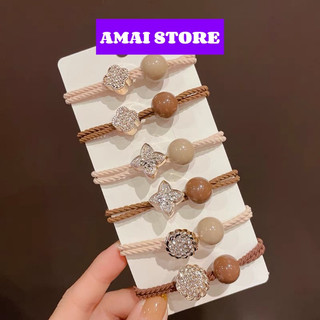Dây buộc tóc, chun cột tóc quả tròn đính đá lấp lánh sang trọng, thanh lịch
