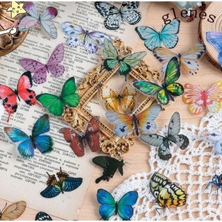 Set 40 stickers bươm bướm Butterfly retro vintage 15 dán trang trí sổ tay diy scrapbook journal bullet lưu bút nhật ký
