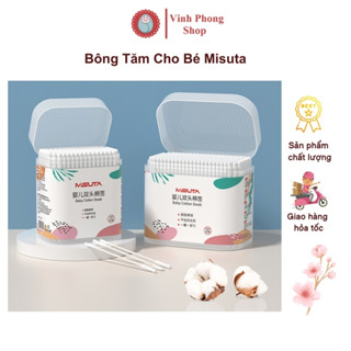 Tăm Bông Ngoáy Tai Cho Bé Misuta Gồm Các Loại Đầu Tròn Dẹt Xoắn, Bông Tăm Ngoáy Tai Tăm Bông Sơ Sinh