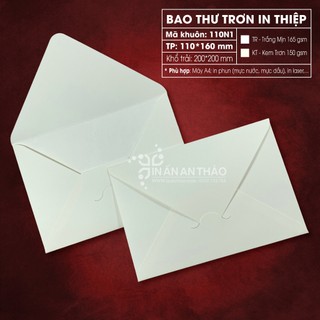 [Giao từ 50 cái] Bao Thư 11*16 cm Kem Trơn/ Mỹ Thuật 150 gsm (Cấn Sẵn Đường Gấp) - Mã [110N1-KT]