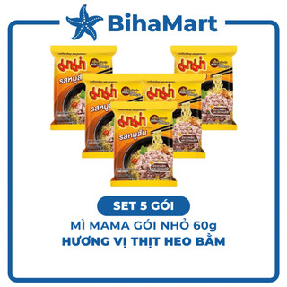 [SET 5 GÓI] - MAMA - Mì Mama gói nhỏ hương vị Thịt heo bằm (60g/gói) - Mì thịt heo bằm Mama, Mì Thái Lan vị Thịt heo bằm