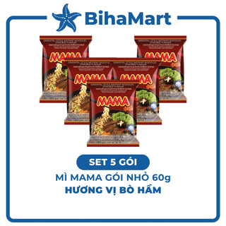 [SET 5 GÓI] - MAMA - Mì Mama gói nhỏ hương vị Thịt bò hầm (60g/gói) - Mì Mama bò hầm, Mì Thái Lan vị Thịt bò hầm