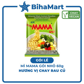 [GÓI LẺ] - MAMA - Mì Mama gói nhỏ Chay rau củ (60g/gói) - Mì Mama chay, Mì Thái Lan vị Chay rau củ, Mì chay Thái Lan