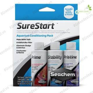 SEACHEM - Sure Start | Bộ 3 chai Prime, Stability, Pristine khởi tạo hồ thủy sinh hồ, cá biển san hô