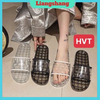 Dép Nữ Quai Ngang Trong Suốt - Dép nhựa đi trong nhà vệ sinh chống trơn trượt. ..