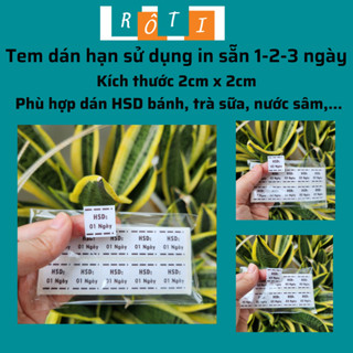  300 Tem dán hạn sử dụng in sẵn ngày dùng dán bánh ngọt trà sữa nước sâm rong biển loại ngắn ngày SD kích thước 2x2cm 