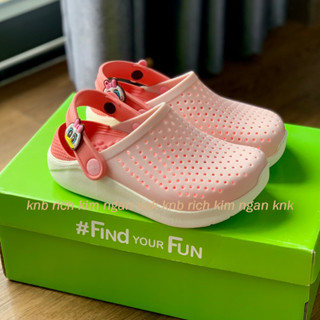  Dép Sục Cross Literide Trẻ Em Màu Trắng Hồng Siêu Êm Chân -4 Jibbitz+ FREESHIP- Chống Trơn Trượt Bảo Vệ Ngón Chân Cho Bé 