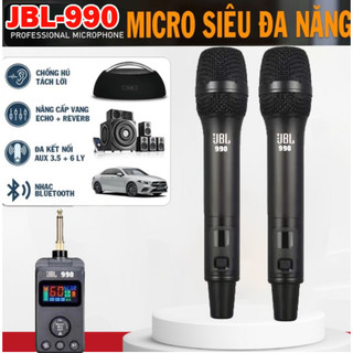 Micro karaoke jbl 990 micro đa năng cho loa kéo,ô tô,karaoke gia đình,có echo,reverb,set tần số trên mic chống hú rít