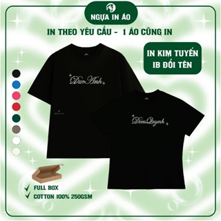 [ ÁO KIM TUYẾN IN TÊN ] Áo cặp đôi in tên kim tuyến nhũ bạc Bling Bling - Babytee basic và oversize nguainao NGỰA IN ÁO