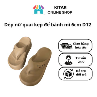 Dép nữ quai kẹp đế bánh mì 6cm chống trơn chất Eva nhẹ size 36-39 màu hồng,đen,trắng,xanh bơ,lá D11