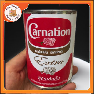 Sữa hoa hồng CARNATION Thái Lan 385gr/ lon. Sữa tươi lỏng tăng độ béo ngậy cho trà sữa thái xanh đỏ truyền thống