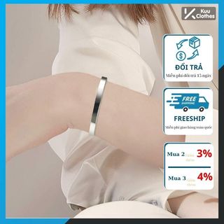 Vòng tay nam titan lắc tay Unisex thời trang nam nữ Vòng Tay Nam Nữ Basic Kuu Clothes Màu Bạc Đen Titan - Vòng Plain