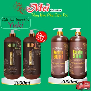 Cặp Dầu Gội Xả Collagen Keratin YUKI 800ml +2000ml Giảm Rụng Tóc, Kích Mọc Tóc,Phục Hồi Tóc Hư Tổn,Mềm mượt [Chính Hãng]