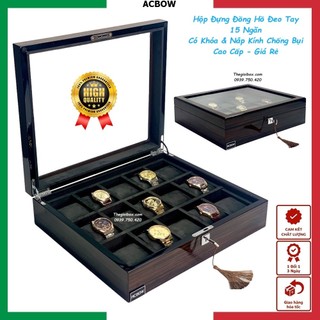 [Premium] Hộp Đồng Hồ ACBOW 15 Chiếc Có Khóa Vỏ Gỗ Cao Cấp Màu EBONY - Hộp Đựng Đồng Hồ Cao Cấp - P15E