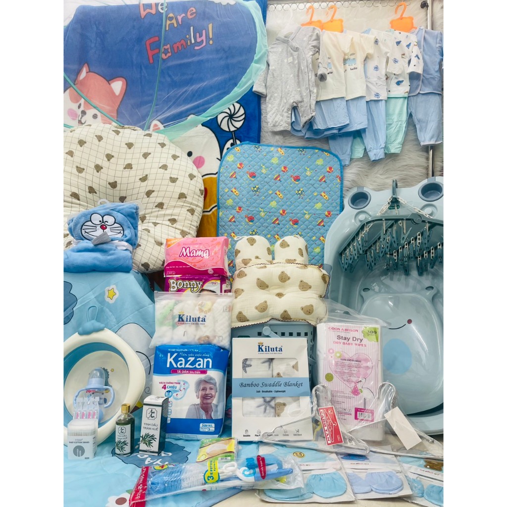 Trọn Bộ Gói Đồ Dùng Sơ Sinh Mẹ Và Bé Đầy Đủ Phụ Kiện Bé Sơ Sinh Trai Gái Mùa Hè Thu