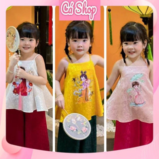 Xả Set bộ gấm, bộ bà ba CS368, CS356, CS343 cho bé gái mặc tết trung thu