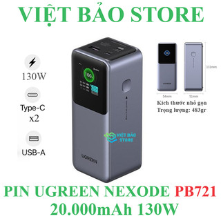 Pin sạc dự phòng UGREEN NEXODE PB721 20000mah 130W 3 cổng sạc 2C1A PD3.1 100W