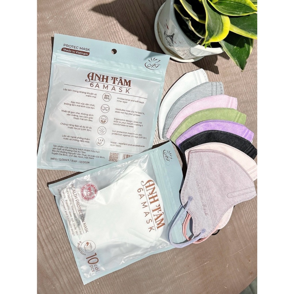 Combo 50C khẩu trang 6A  Anh Tâm 4 lớp chống nắng hàng chính hãng