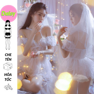 Cosplay cô dâu voan lưới xuyên thấu sexy - váy ngủ The Bride hóa trang tân nương cho đêm tân hôn gợi cảm