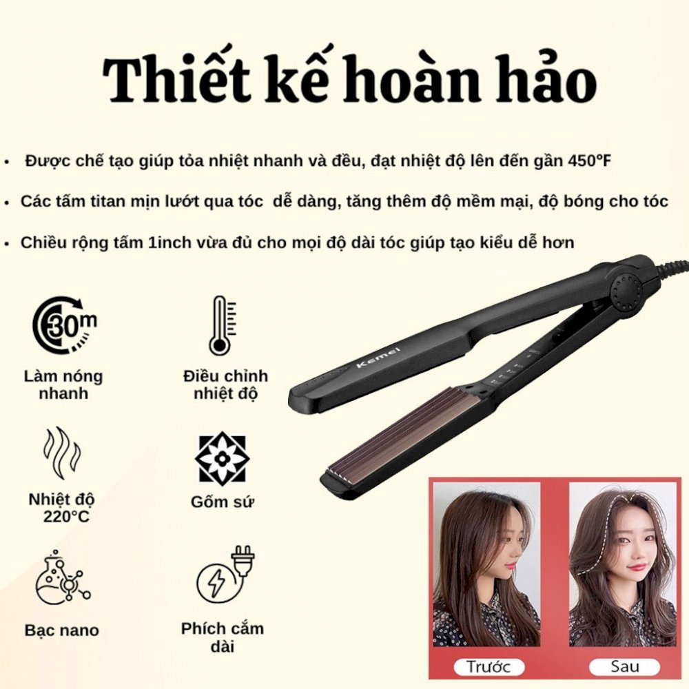 Máy Dập Phồng Chân Tóc PTLUXURY Có 4 Mức Chỉnh Nhiệt Dễ Dàng Sử Dụng