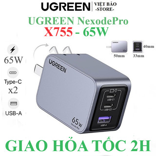 Bộ sạc nhanh 65W UGREEN NexodePro X755 3 cổng 2C1A hỗ trợ PD/PPS/QC