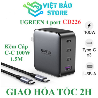 Bộ sạc nhanh ugreen 100w gan 4 cổng 3c1a cd226 hỗ trợ pd/pps/qc kèm cáp c to c dài 1.5m 100w