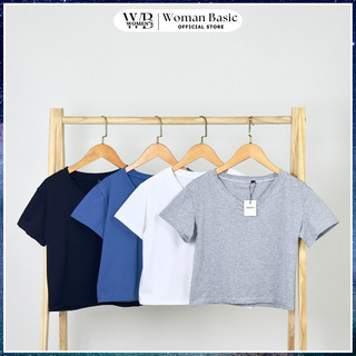 Áo thun nữ trơn Woman Baisic AT04 áo phông nữ vải thun co giãn 4 chiều cổ V dáng ôm