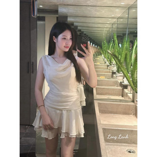Đầm voan tơ cổ đổ trễ vai nàng thơ đi chơi cafe du lịch xinh iu