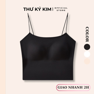 Áo lá su mịn 2 dây mảnh áo bra có mút liền cao cấp dáng croptop siêu mịn mát