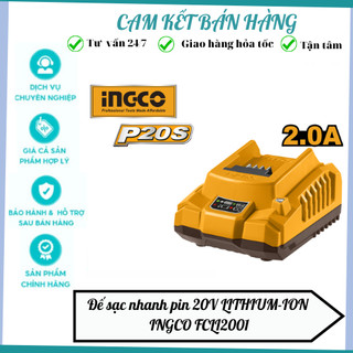 Bộ sạc pin nhanh 20v ingco fcli2001 đế sạc nhanh dùng được cho cả pin ps20 và pin total