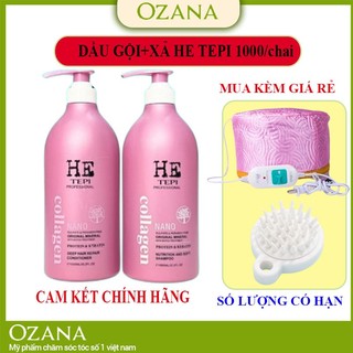 Dầu gội xả collagen mượt tóc hương nước hoa thơm lâu, kiềm dầu, chống rụng tóc HE Tepi Hồng 1000Ml Chính hãng