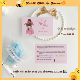 Combo 100 thiệp cảm ơn 2 mặt, card thank you cho shop tặng khách hàng