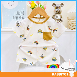 , Đồ bộ cộc tay chú gấu cứu hộ có túi cho bé vải tăm cao cấp cho bé, UCHI01