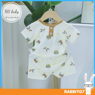 , Đồ bộ cộc tay chú poor có nút cho bé vải tăm cao cấp cho bé, UCHI07