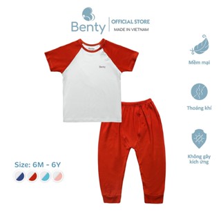 Áo cộc chéo quần dài BENTY trơn basic thấm hút mồ hôi tốt, đồ bộ ngủ mặc điều hòa cho bé