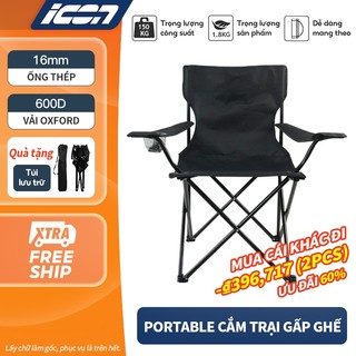 ICON Ghế cắm trại ngoài trời có thể gấp lại, ghế bãi biển có tay vịn dùng để câu cá, ghế đạo diễn.